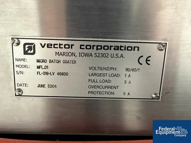 Vector Corp. #MFL01, Fluidized Air Bed Dryer/Coater, 110 V, 2004 - Image 2