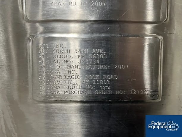 80 gallon DCI, Reactor, 316 Stainless Steel, 40" diameter x 11" straight side, 30 psi internal, 140 psi - Image 3