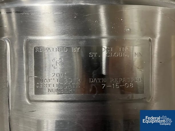 80 gallon DCI, Reactor, 316 Stainless Steel, 40" diameter x 11" straight side, 30 psi internal, 140 psi - Image 4