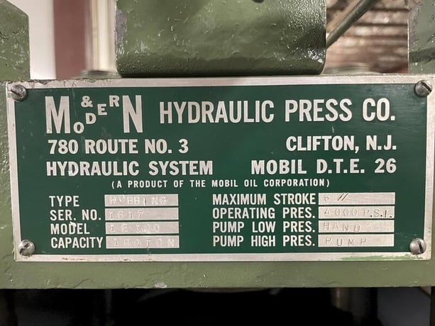 100 Ton, M & N #7E100, 4 post hobbing press, 6" stroke - Image 3