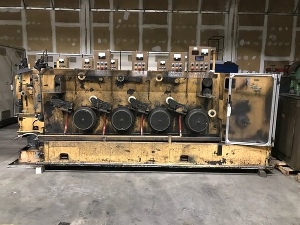MacBee #4HFME, 4 block wire drawing machine, 13" block diameter, 3 HP per block, 0-600 FPM - Image 1