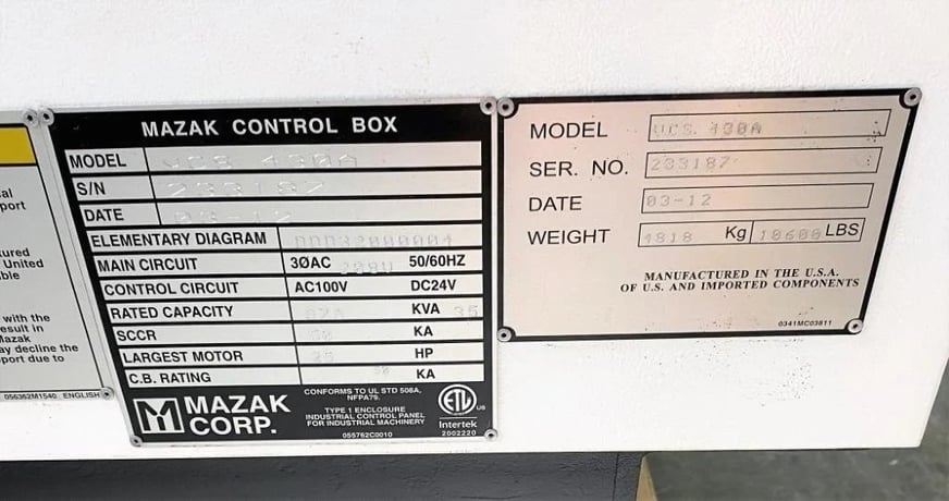 Mazak #Smart-VCS-430A, CNC vertical machining center, 22" X, 16.9" Y, 20" Z, 12000 RPM, 30 automatic tool - Image 10