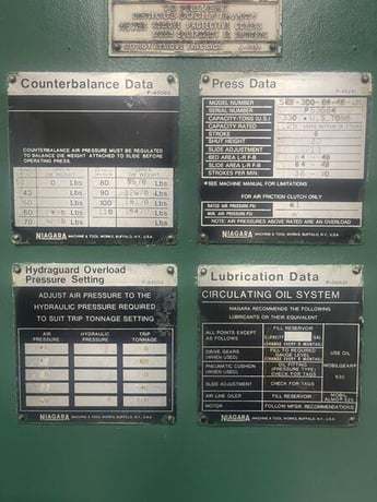 300 Ton, Niagara #SE2-300-84-48UH, straight side double crank press, 8" stroke, 32" Shut Height, 11" - Image 5