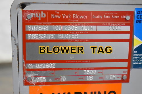 New York Blower, high pressure blower, New York Blower rotation, 7.5 HP, 3500 RPM, 230/460 V., 2002 - Image 8