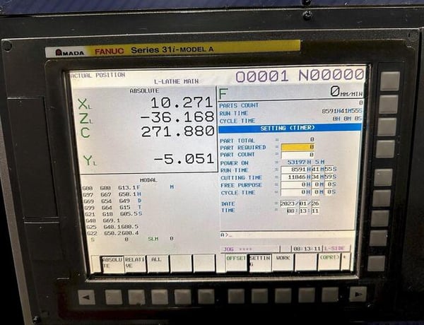 Amada #S10, CNC lathes, single spindle, dual turret, 12.2" swing, 6" chuck, 10.6" centers, 7-Axis, Fanuc - Image 4