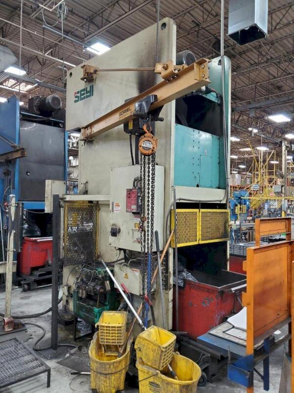 220 Ton, Seyi #SN1-220, single crank gap press, 8.66" stroke, 17.72" Shut Height, 4.33" adj., 25-55 SPM - Image 4