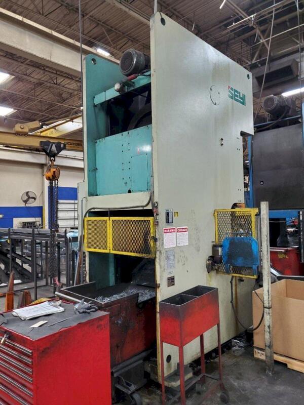 220 Ton, Seyi #SN1-220, single crank gap press, 8.66" stroke, 17.72" Shut Height, 4.33" adj., 25-55 SPM - Image 8