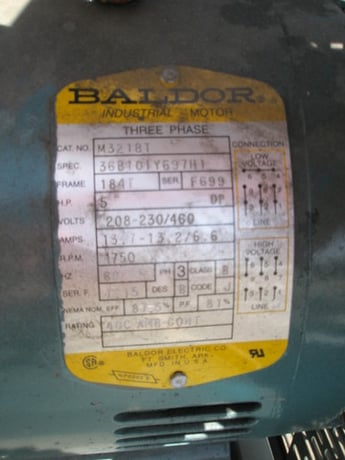 200 psi, Curtis Master Line #P96A, Air Compressor, 450 F, 5 HP, 1750 RPM, 208-230/460 V - Image 6