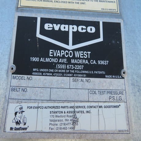 518 Ton, Evapco #AT-112-418, Cooling Tower, Stainless Steel, 11' 11" width x 18' L x 16' 6" tall Tower - Image 4