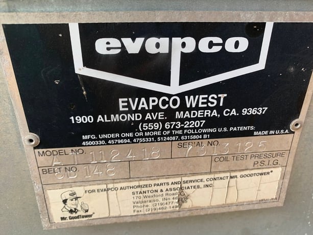 518 Ton, Evapco #AT-112-418, Cooling Tower, Stainless Steel, 11' 11" width x 18' L x 16' 6" tall Tower - Image 9