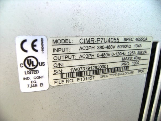 100 HP Yaskawa, CIMR-F7U4055, vari-speed drive, 380/480 Volts (2 available) - Image 4