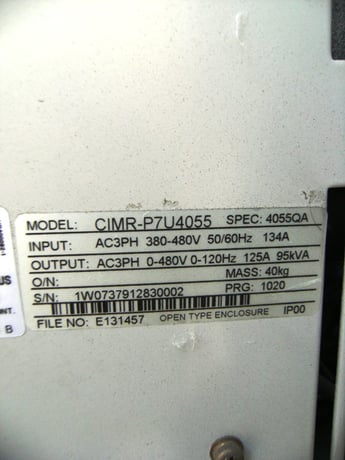 100 HP Yaskawa, CIMR-F7U4055, vari-speed drive, 380/480 Volts (2 available) - Image 8
