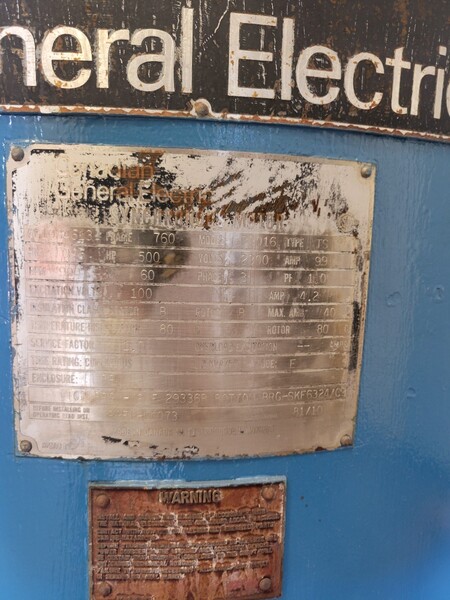 500 HP 900 RPM Canadian General Electric, Frame 760, 2300 volts, synchronous motor, electrically OK - Image 1