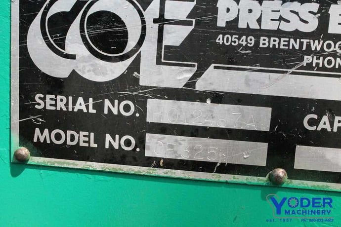 18" x .125" Coe Press Equipment, air feed, #19399 - Image 9