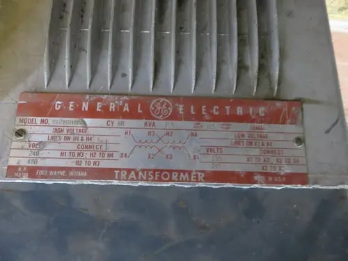 7.5 KVA 240/480 Primary, 120/240 Secondary, General Electric transformer, 1 yr warranty' - Image 9