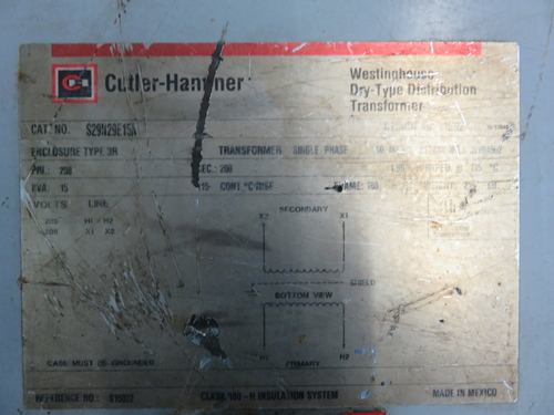 15 KVA 208 Primary, 208 Secondary, Westinghouse transformer, 3R, 1 yr warranty - Image 3