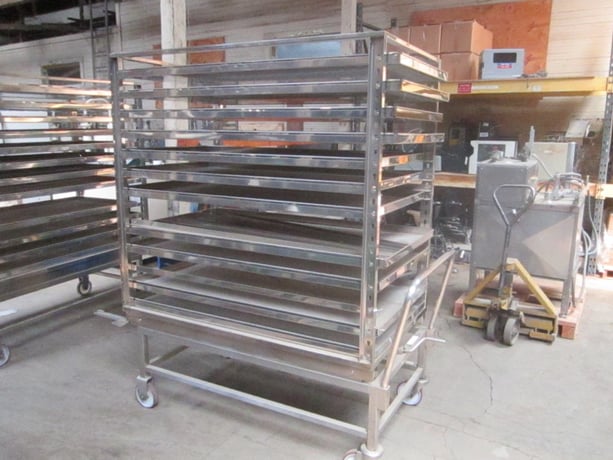 Heavy Duty Stainless Steel Mobile Cart, Other (12) 57" x 30" x 1-1/2" deep trays, (4) casters, qty. 2 - Image 1