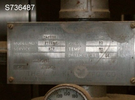60 cfm, Oriad #25EA-4, Compressed Air Dryer, desiccant style, 90 psi, 16 hr. drying cycle controls - Image 5
