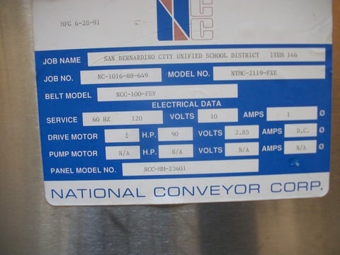 10" wide x 10.5' long, National #NTMC-2119-FXE, Stainless Steel Belt Conveyor, (2) Stainless Steel inspection - Image 5