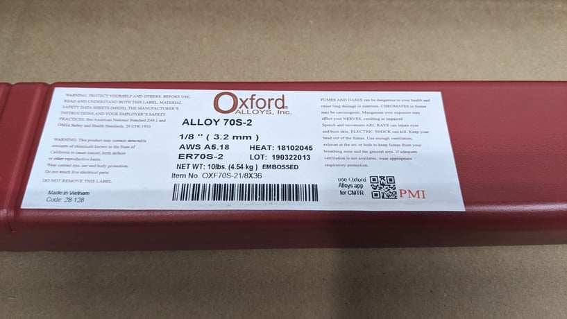 1/8" x 36" Alloys Welding Rods / Electrodes, Oxford #ER70S-2, 4x10#, new - Image 4