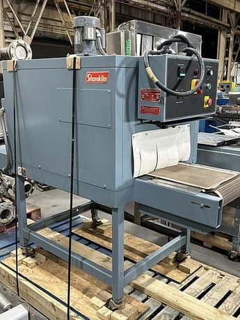 Shanklin #T-7F, shrink tunnel with teflon, variable speed conveyor w/casters - Image 2