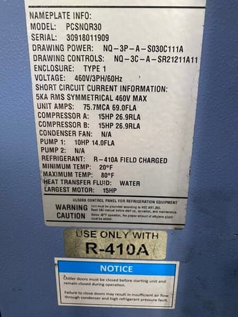 30 Ton, Process Cooling Systems #PCSNQR30, chiller, air cooled, dual 15 HP compressors, 2020 - Image 5