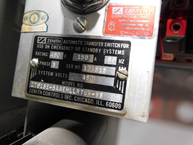 150 Amp. Zenith ZTS15E-5AAEHLLRTUW-VS Automatic Transfer Switch, 480 Volts - Image 5
