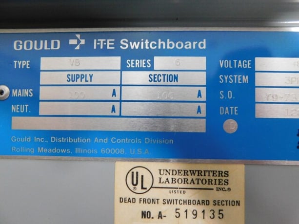 100 Amp. Goulds, VB Series 6 I-T-E, panel board/switchboard, 480 Volts 3 phase - Image 6