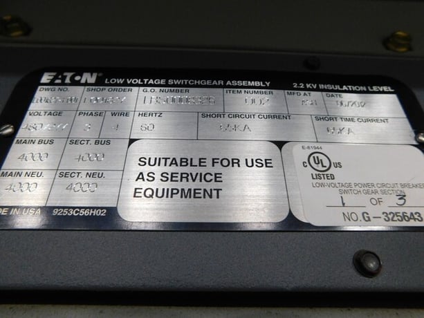 Eaton, 3R Switchgear with 2500 KVA transformer & capacitor bank, 4000 amps - Image 4