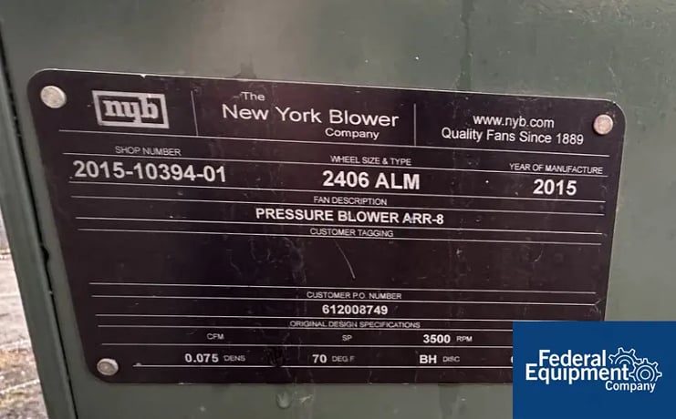 New York Blower #ARR-8, Pressure Blower, Carbon Steel, 5 HP, 230/460 volt xp motor, 8" inlet, 6" outlet - Image 2
