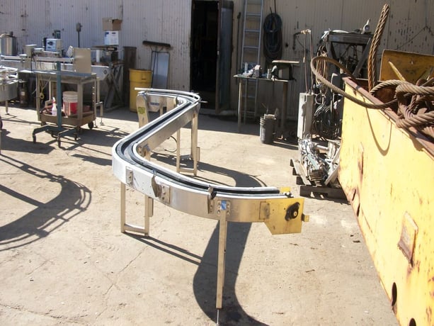 8" wide x 16' long, Pacific Conveyor, Conveyor, Stainless Steel frame, (2) 90 deg. Turns, 7' 4" L straight - Image 3