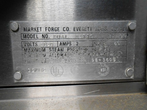 Market Forge #Dual-Matic-3100, Steamer Cooker, 16" W x 15.5" H x 22" D chamber, 14 psi @ 250°F, 115/120 V. - Image 6