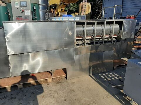 Chili Pepper Stem Cutting Machine, Stainless Steel, (2) 15" diameter x 118" L rotary drums, 5/16" screen - Image 1
