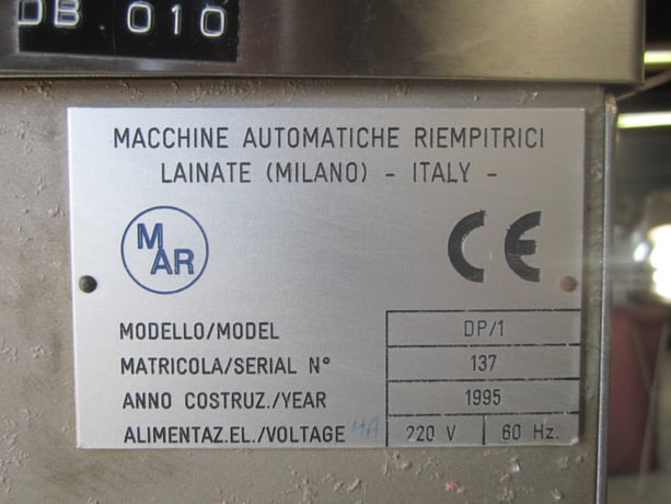 MAR #DP-1, Single Head Auger Filler, few mg to 10 grams dosing quantities, 220 V, 1995 - Image 8