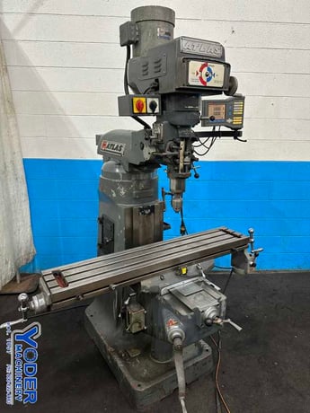Atlas / Clausing #2VSO8, ram type vertical mill, 9" x49" table, 2 HP, digital read out, one shot lube, #77243 - Image 3