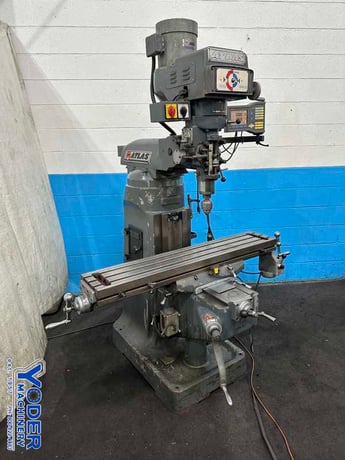 Atlas / Clausing #2VSO8, ram type vertical mill, 9" x49" table, 2 HP, digital read out, one shot lube, #77243 - Image 10