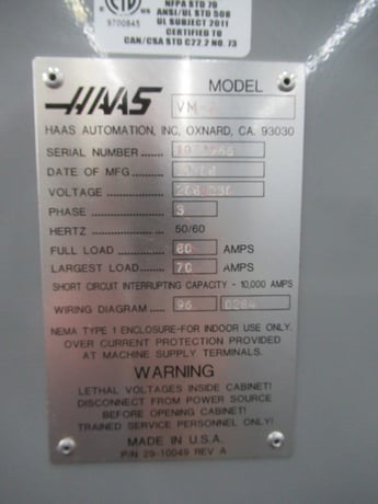 Haas #VM-2, CNC vertical machining center w/4th Axis drive, chip auger, coolant system, rigid tapping - Image 10