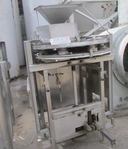 Rotary Table Volumetric Filler, 7-Head, Stainless Steel, 1-7/8" diameter x 3" deep Cup, 36" diameter Rotary - Image 1