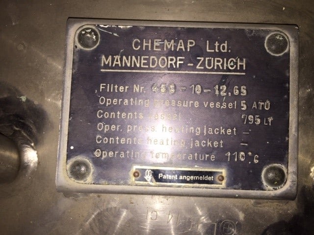 Chemap, Spinning Leaf Pressure Leaf Filter, 795 liters, 36" diameter x 36" deep Stainless Steel tank - Image 2