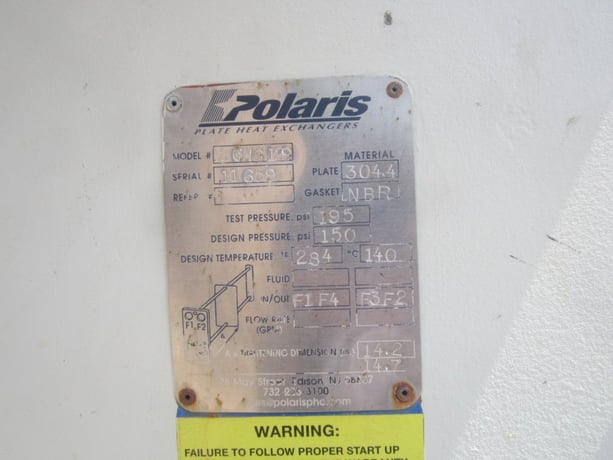500 sq.ft., Polaris, S64G129, plate type heat exchanger, (64) 15" x 76" S/S plates, 150 psi @ 280°F - Image 6