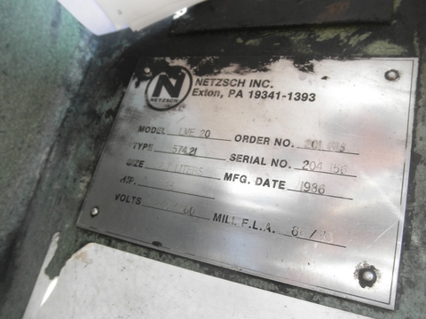 Netzsch #LME20, Horizontal Wet Grinding Mill/Media Mill, 22.7 liter Stainless Steel jacketed Barrel, 10" - Image 6
