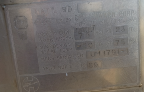 850 gallon CE Howard, 304 Stainless Steel Tank, Jacketed, Agitated, 75 psi, 5' diameter x 6-1/2' straight side - Image 10