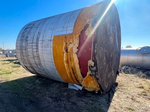 10000 gallon 144" diameter x 144" high, Carbon Steel Tank, flat bottom, dished top and insulated - Image 5