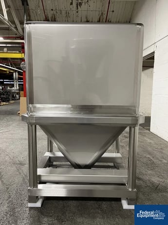 Tote Tank, Stainless Steel, 2000 Liter, with valve, cone bottom, fork access - Image 2