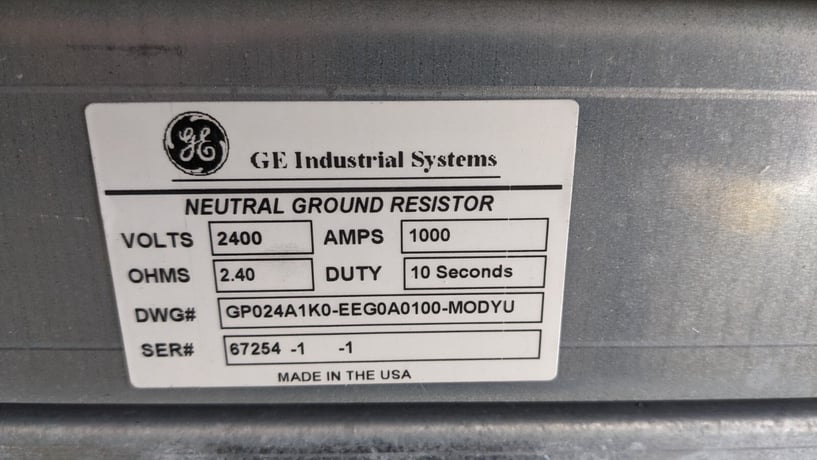 GE Neutral Ground Resistor NGR 2400 Volts, 1000 Amps, 2.40 Ohms 10 Sec. Duty, NEW - Image 2