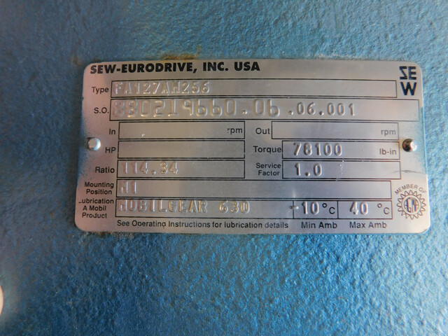 Sew Eurodrive #FA127AM256, Sew-Eurodrive Parallel Shaft Helical Gear Reducer, 114.34:1 Ratio, New - Image 3