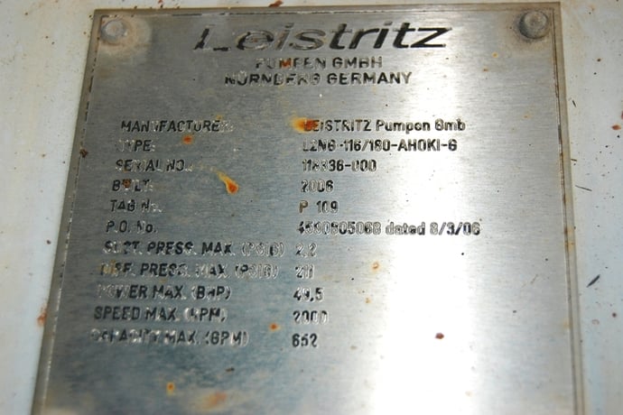 Leistritz #L2NG-116/180-AHGKI-G, Screw Pump and Motor Pump, 8" X 8", W/ Skid Carbon Steel, Used - Image 6