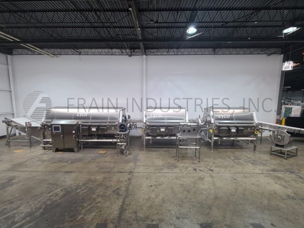 Lyco, complete inline cooker/cooler pouch pasteurizer with inclined belt feeder, complete line - Image 1
