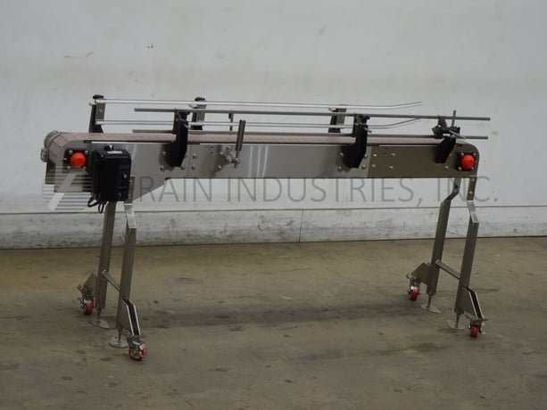 4.5" wide x 6.8' long, Stainless Steel table top conveyor, 36"-38" infeed/discharge range, 1/2 HP drive with - Image 1