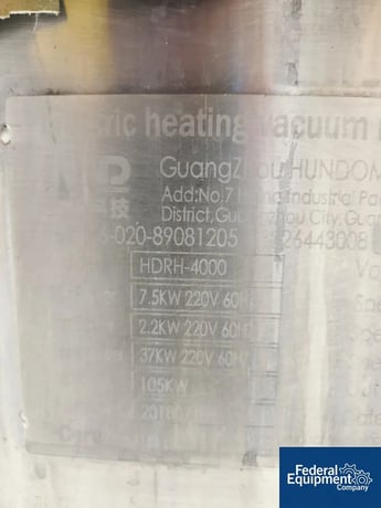 1056 gallon Hundom #HDRH-4000, Double Motion Process Kettle, Stainless Steel, 4000 Liter, 72" diameter x 60" - Image 3